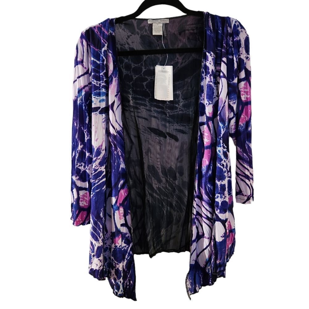 Alberto Makali Open Front Cardigan Overlay Patterned Top Size Medium